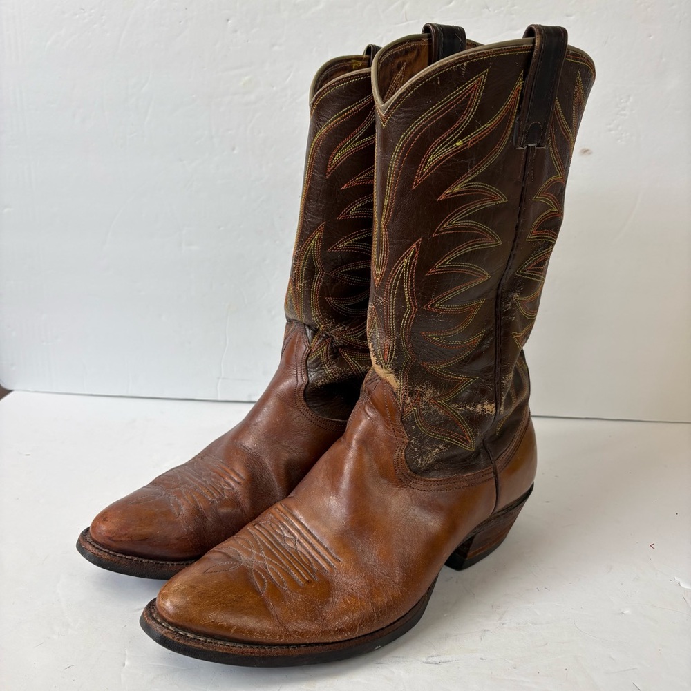 Vintage 1970s 1980s Nocona Cowboy Boots Brown Mens Size 9E 4782